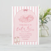 Invitation Boho Arch Pink Bow Tutu Cute Ballerina Birthday (Debout devant)
