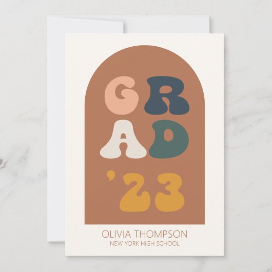 Invitation Boho Arch Retro Graduation personnalisée (Devant)