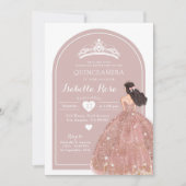 Invitation Boho Arch Rose Gold Mexicaine Princesse Quinceañer (Devant)