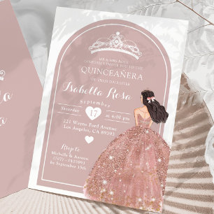 Invitation Boho Arch Rose Gold Mexicaine Princesse Quinceañer