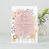 Invitation Boho Arch Safari Jungle Animaux Baby shower Invit (Debout devant)
