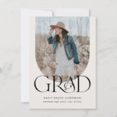 Invitation Boho Arch Simple Trois Photo Graduation Budget (Devant)