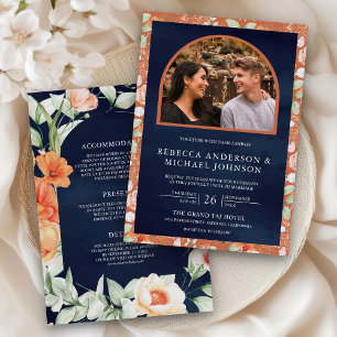 Invitation Boho Arch Terme Floral Tout en un Mariage de marin