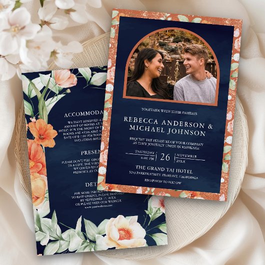 Invitation Boho Arch Terme Floral Tout en un Mariage de marin