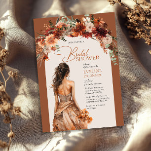 Invitation Boho arch terracotta automne fleurie nuptiale douc