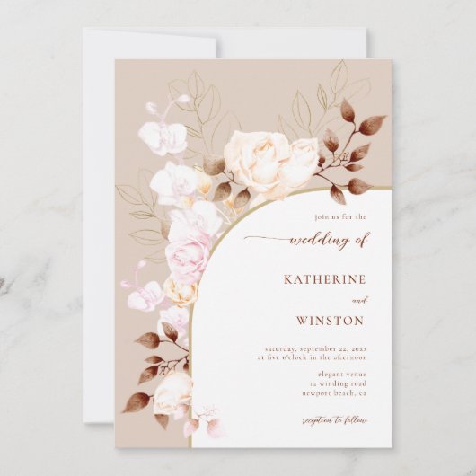 Invitation Boho Arch Terracotta Fall Wreath Floral Mariage (Devant)