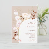 Invitation Boho Arch Terracotta Fall Wreath Floral Mariage (Debout devant)