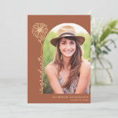 Invitation Boho Arch Terracotta Gold Photo manuscrite (Debout devant)