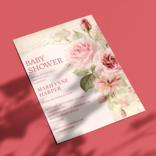 Invitation Boho Arch Vintage Rose Baby shower rose