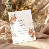 Invitation Boho Arche de fleurs séchées corail et pêche, Save