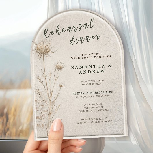 Invitation Boho Arche de Pampas et fleurs séchées Dîner de ré