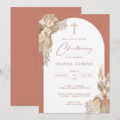 Invitation Boho Arche en terre cuite Faire baptiser avec de l (Devant / Derrière)