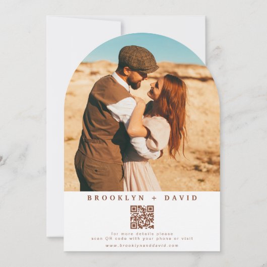 Invitation Boho Arched Terracotta Western Desert Mariage (Dos)
