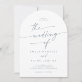 Invitation Boho Ardoise Bleu Photo QR Code Arch Mariage (Devant)