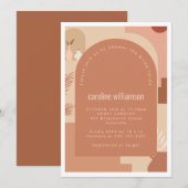 Invitation Boho Art Floral Moderne Fête des mariées en terre  (Devant / Derrière)