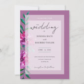 Invitation Boho Artistic Purple Rose Aquarelle Florale (Devant)