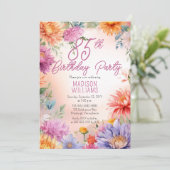 Invitation Boho Aster Flowers Floral 85th Birthday Party (Debout devant)