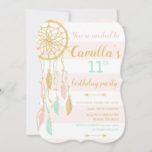 Invitation Boho attrape-rêves (Devant)