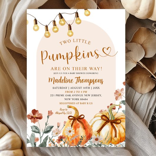 Invitation Boho automnal Deux Petits Citrouilles Baby Shower