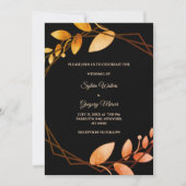 Invitation Boho automne botanique cadre or mariage (Devant)