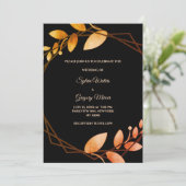 Invitation Boho automne botanique cadre or mariage (Debout devant)