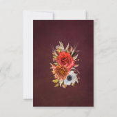 Invitation Boho automne Bourgogne floral script 100e annivers (Dos)