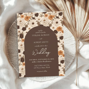 Invitation Boho automne brun roux roux ivoire orange voûté