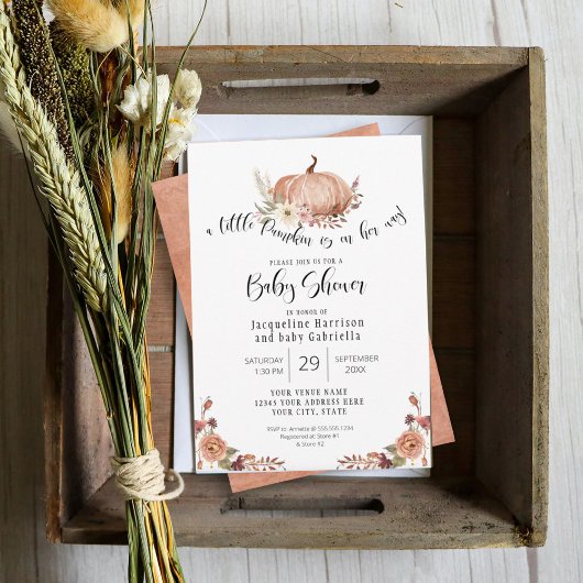 Invitation BOHO Automne Citrouille Floral Automne Feuilles Pa