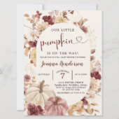 Invitation Boho Automne Citrouille Floral Baby shower Invitat (Devant)