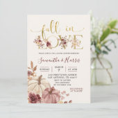 Invitation Boho Automne Citrouille Floral Chute en Amour Coup (Debout devant)
