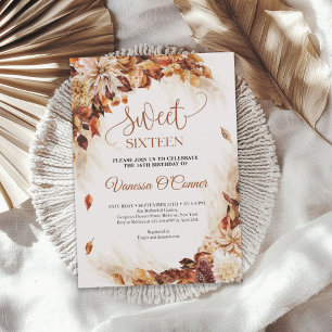 Invitation Boho automne et automne fleurs de cuivre et feuill