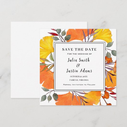 Invitation Boho automne feuillage (Devant / Derrière)