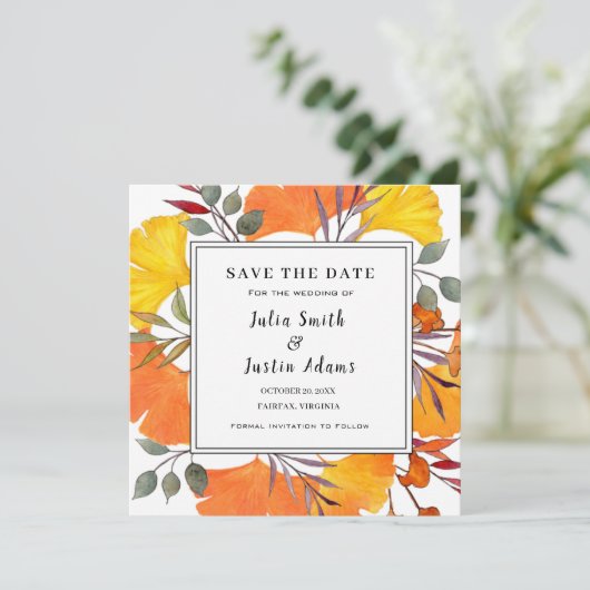 Invitation Boho automne feuillage (Debout devant)
