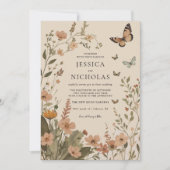 Invitation Boho Automne Fleur sauvage Aquarelle Mariage Flora (Devant)