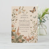 Invitation Boho Automne Fleur sauvage Aquarelle Mariage Flora (Debout devant)