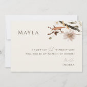 Invitation Boho Automne Fleur sauvage Beige Matron d'honneur (Dos)