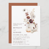Invitation Boho Automne Fleur sauvage Citrouille (Devant / Derrière)