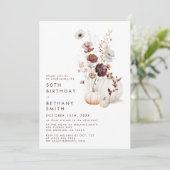 Invitation Boho Automne Fleur sauvage Citrouille fête d'anniv (Debout devant)