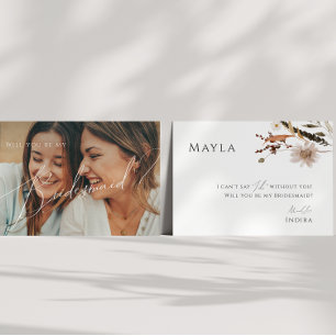 Invitation Boho Automne Fleur sauvage Faded Photo Bridesmaid 
