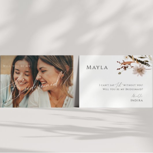 Invitation Boho Automne Fleur sauvage Faded Photo Bridesmaid