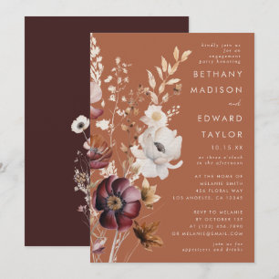 Invitation Boho Automne Fleur Sauvage Fiançailles Terracotta
