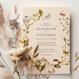 Invitation Boho automne fleur sauvage   Mariage botanique