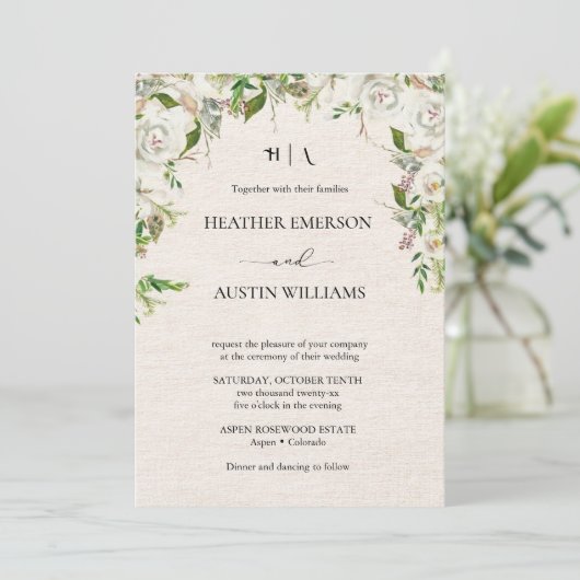 Invitation Boho automne fleur sauvage | Mariage botanique (Debout devant)