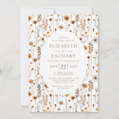 Invitation Boho Automne Fleur sauvage Motif Brown Mariage bei (Devant)