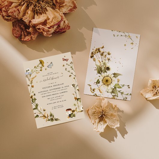 Invitation Boho Automne Fleur Sauvage | Réception de Mariage