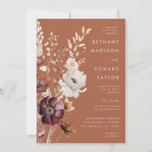 Invitation Boho Automne Fleur Sauvage Robe de Mariée Tout-en-