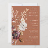 Invitation Boho Automne Fleur sauvage Terracotta Engagement P (Devant)