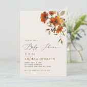 Invitation Boho Automne Fleurs sauvages Cosy Baby shower Auto (Debout devant)