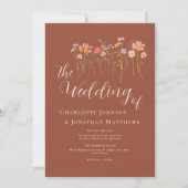 Invitation Boho Automne Fleurs Sauvages Floral Terracotta Cod (Devant)