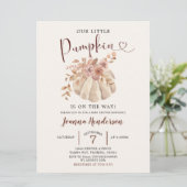 Invitation Boho Automne Floral Blanc Citrouille Est Sur Le Ch (Debout devant)